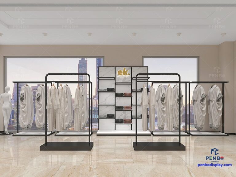 Thobe Display Modern Thobe Store Interior Design with Custom Clothing Display Racks ...