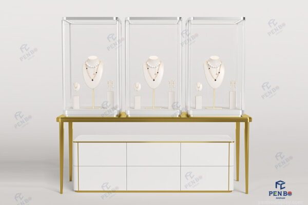Jewellery Display Counter with Glass Showcases and Storage