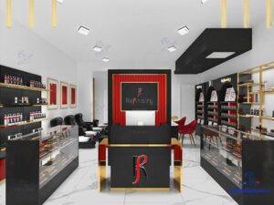 nail salon interior design,custom display cabinets for nail salon, nail polish wall display rack