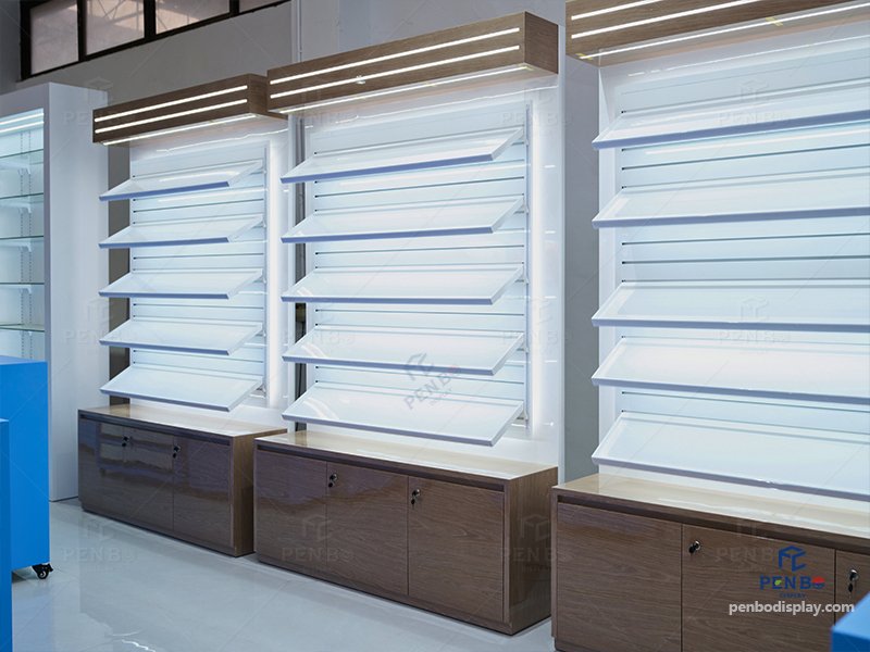 custom makeup display cabinet for retail stores, luxury cosmetic wall display unit wholesale,retail makeup display shelving system