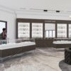 Luxury jewelry store interior design with custom display showcases and high-end furniture for flagship stores