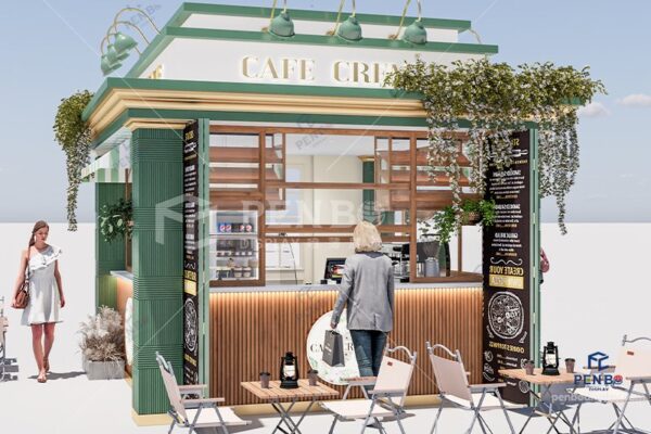 Custom Outdoor Coffee Kiosk | Modern Vintage Street Café Booth Design