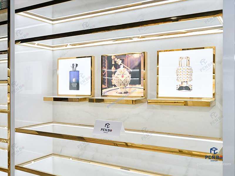 perfume display cabinets,luxury perfume shelving units, perfume store display