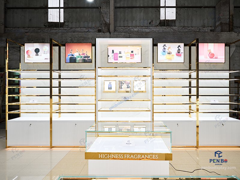 perfume display cabinets,luxury perfume shelving units, perfume store display