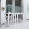 Tall white pedestal glass display cases for jewelry with built-in LED lights and locks