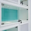 Wall-mounted jewelry display cabinets with lockable glass boxes and LED logo signage