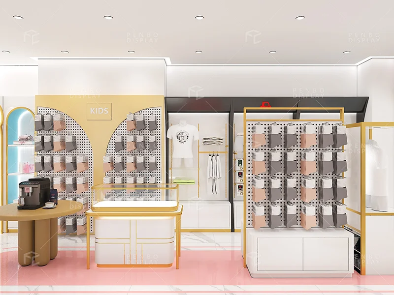 Modern lingerie store interior design with custom underwear shop fixtures