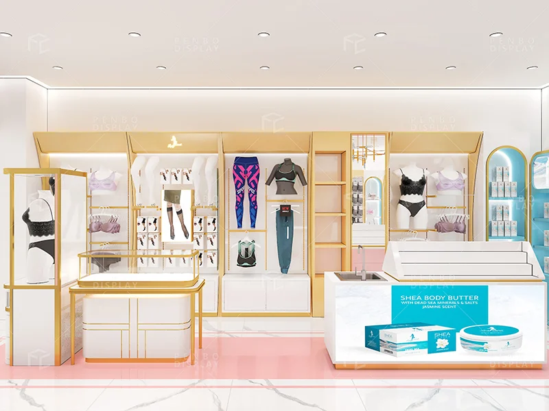 Modern lingerie store interior design with custom underwear shop fixtures