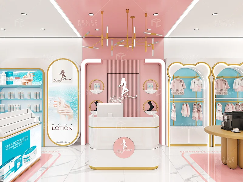 Modern lingerie store interior design with custom underwear shop fixtures