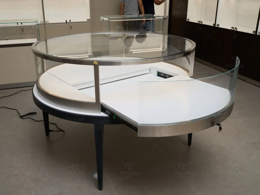 Round display cases for watch stores