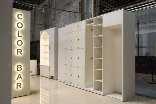 Custom Beauty Spa & Salon Locker Cabinet | Color Bar Storage Design
