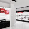 modern cosmetic store layout with wall-mounted makeup display cabinets