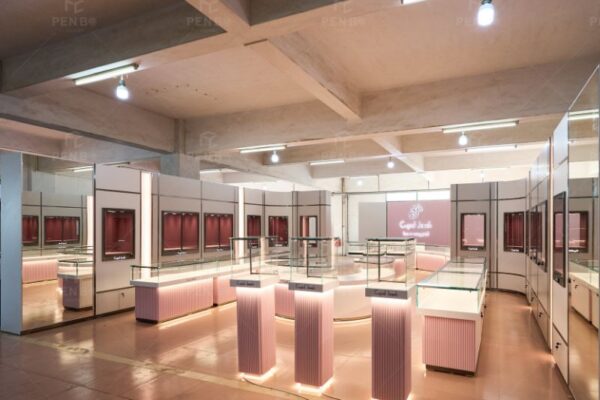 Modern Jewelry Store Design with Custom Display Showcases