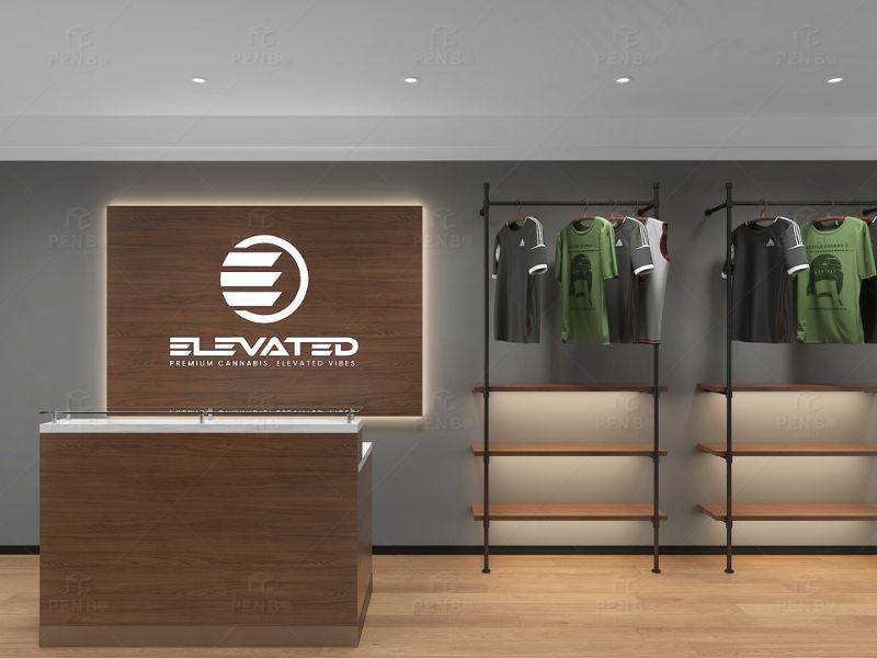 premium cannabis retail store design with custom interior fixtures
