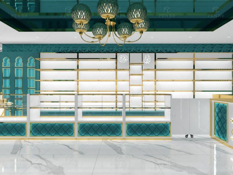 Luxury fragrance store interior design with custom display cabinets