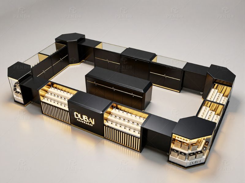 Custom perfume display kiosk for shopping malls