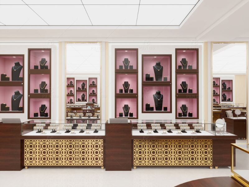 luxury jewelry store interior design with custom display cabinets