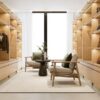 Luxury handbag store interior design with custom display cabinets