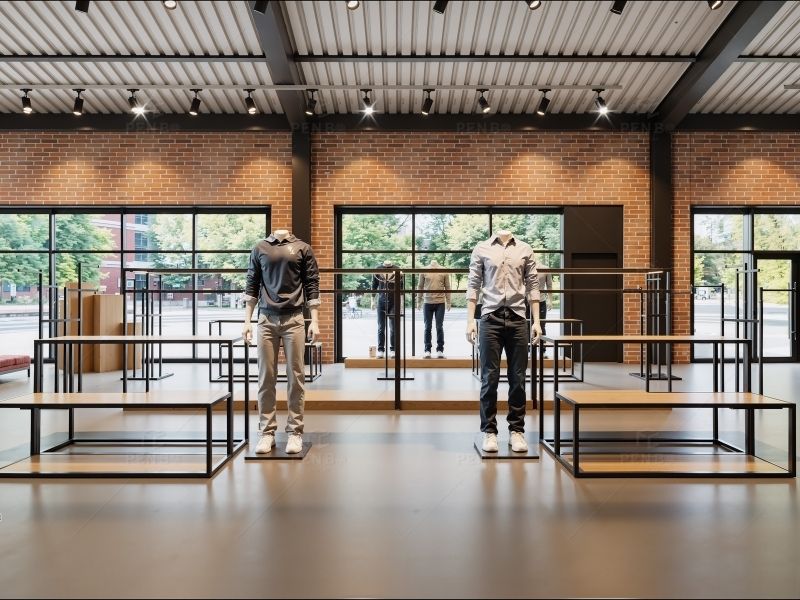 custom suit shop display fixtures USA