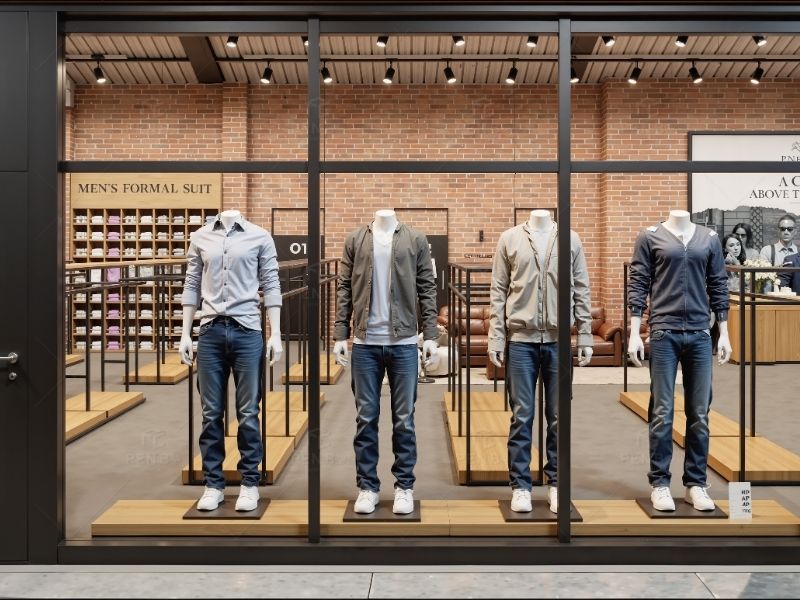 industrial style clothing store interior