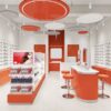 Custom optical store display fixtures for eyewear and eye care products