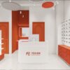 Optical store cashier and consultation counter with integrated display design