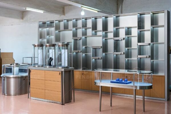 Modern Metal Jewelry Display Cabinets