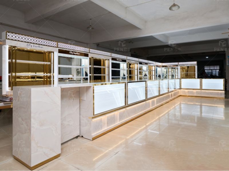 gold jewelry display cabinets showcases