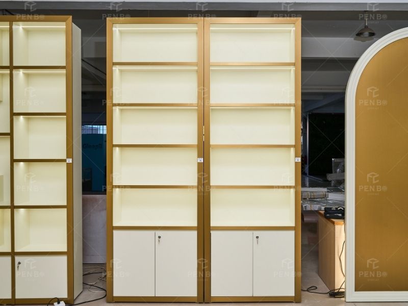 custom salon display cabinets for luxury beauty salon