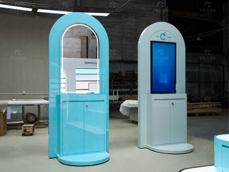 custom skincare display cabinets for beauty retail store