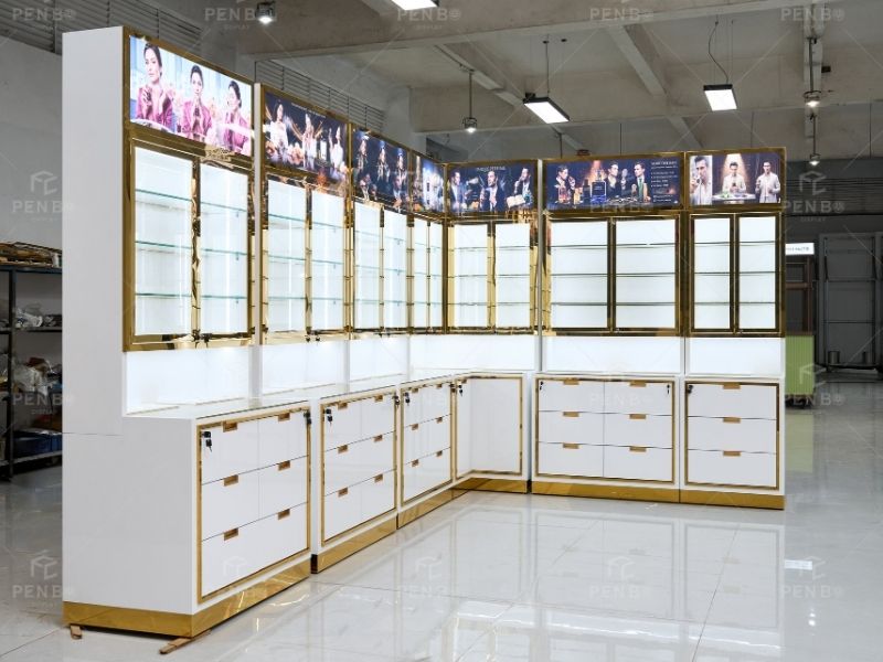 luxury fragrance store fixtures with perfume display cabinets