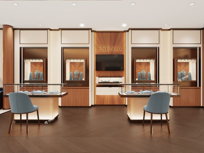 modern jewelry boutique wall display cabinets and showcases