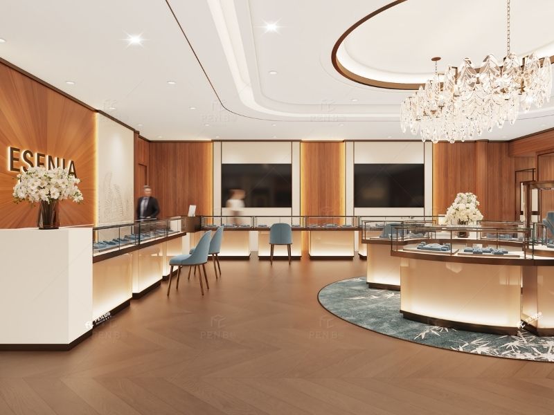 custom jewelry display cabinets for luxury retail boutique
