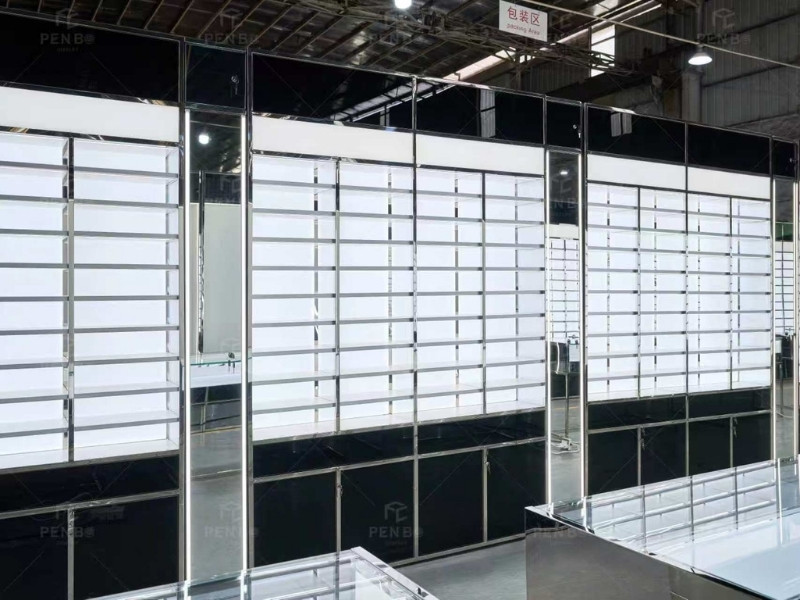 optical store fixtures with eyewear display cabinets