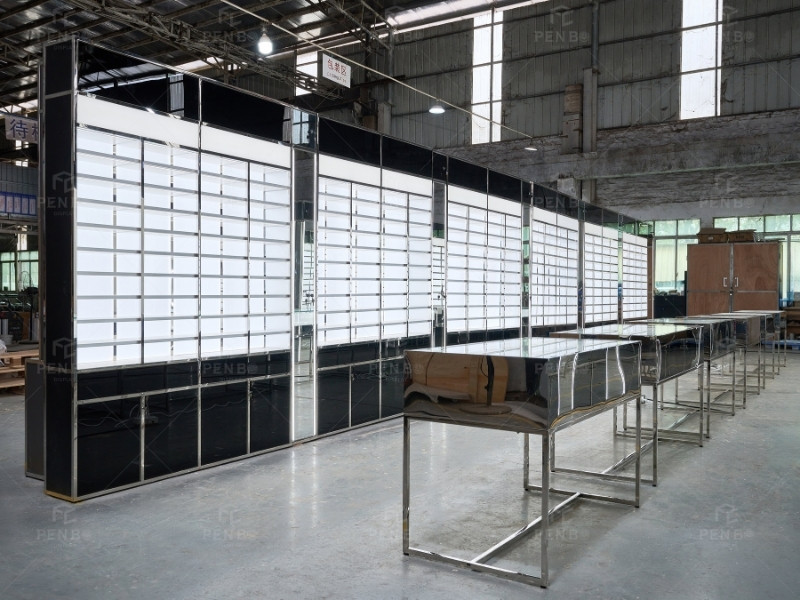 optical store fixtures with eyewear display cabinets