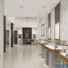 luxury watch store interior design with custom watch showcases