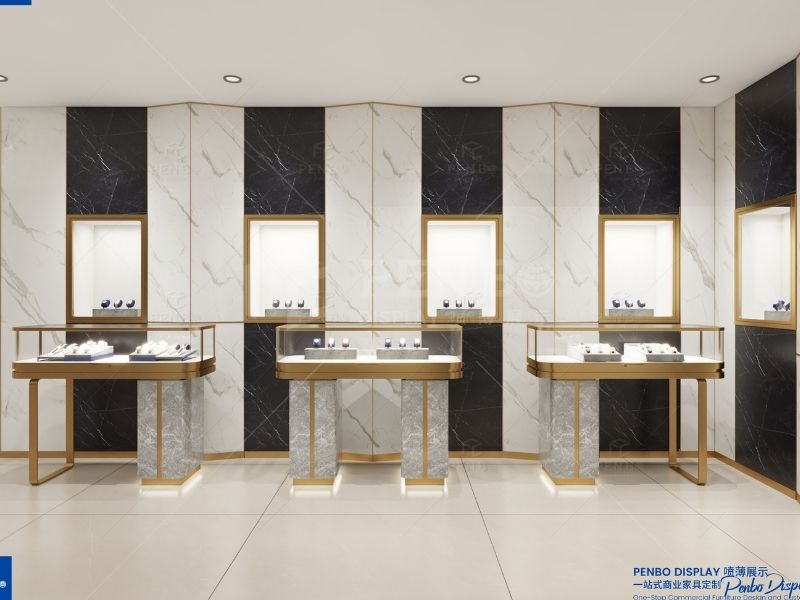 luxury watch store interior design with custom watch showcases