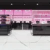 Luxury cosmetic store fixtures with custom makeup display cabinets
