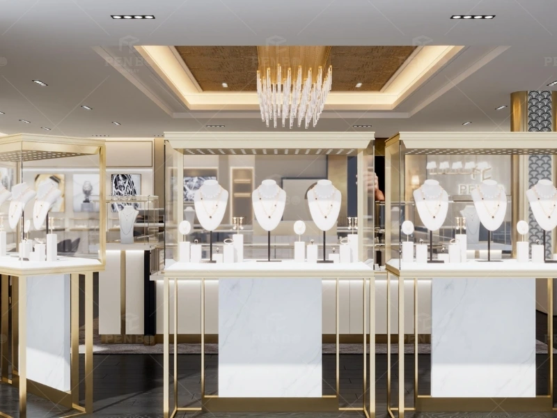 Custom jewelry showcases for luxury jewelry retail store