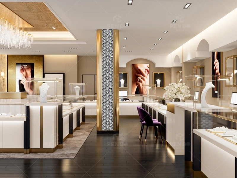 Custom jewelry showcases for luxury jewelry retail store