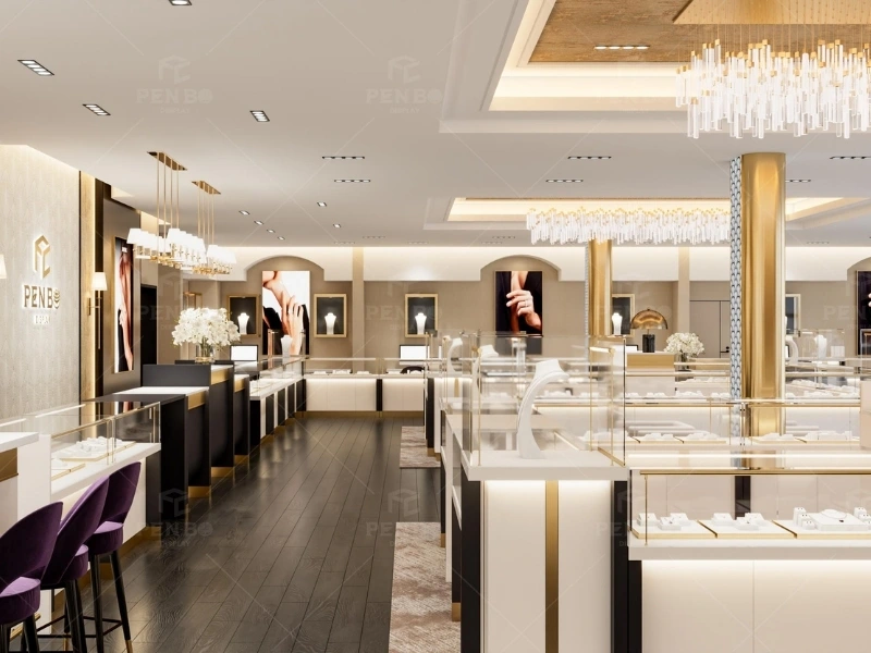 Custom jewelry showcases for luxury jewelry retail store