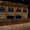 Custom commercial bar counter with integrated storage and lighting