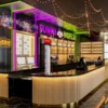 Custom bar and café fixtures with bespoke beverage counter design