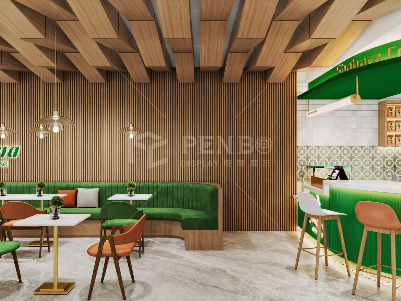 Coffee shop lounge seating with custom furniture solution