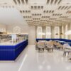 Premium coffee shop interior design with custom café fixtures