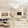 Modern white and gold jewelry showroom display counters