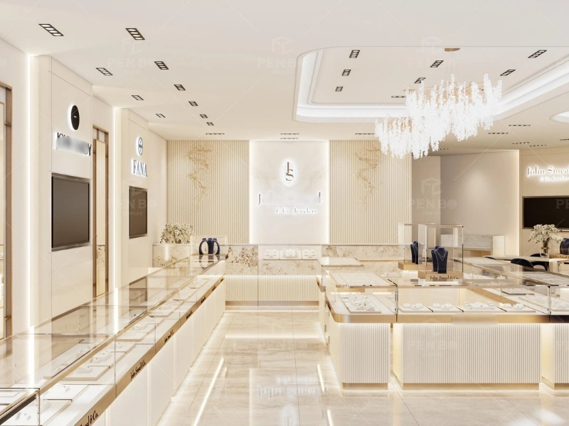 Custom jewelry showcase design for a luxury retail store