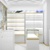 Small cell phone store interior design with wall displays and service counter