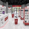 Custom mobile phone store checkout counter and accessory display fixtures